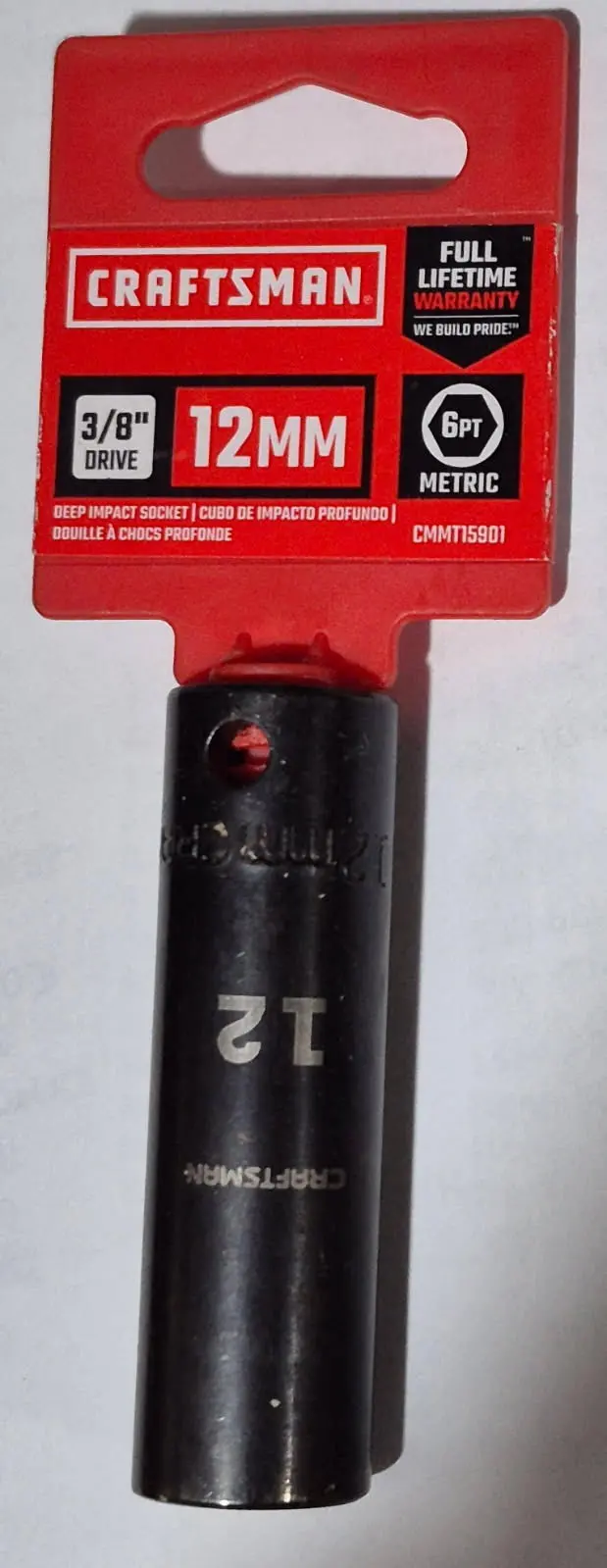 Cmmt15901 12Mm Impact Rated Deep 6 Point 3/8 Drive Socket Craftsman 1