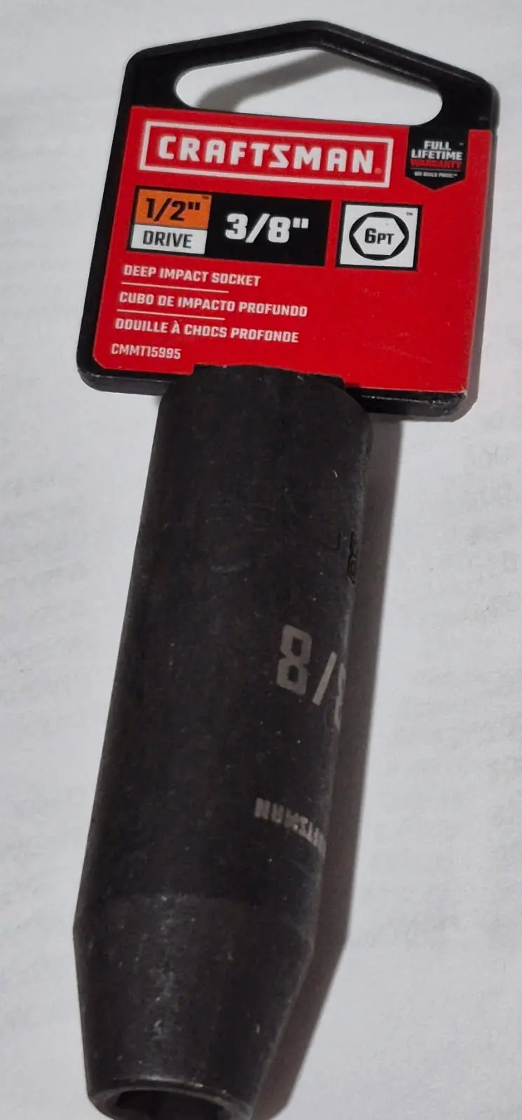 0001 Cmmt15995 Impact Rated 3/8" Deep 6 Point 1/2 Drive Socket Craftsman 1