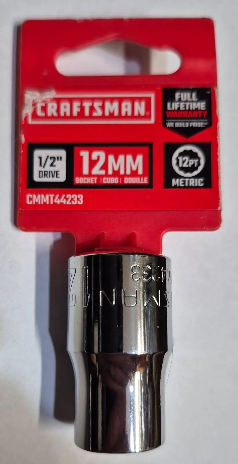 Cmmt44233 12Mm Impact Rated Shallow 12 Point 1/2" Drive Socket Craftsman 1