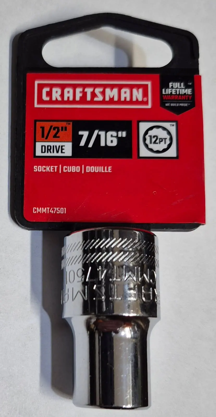 Cmmt47501 7/16" Impact Rated Shallow 12 Point 1/2" Drive Socket Craftsman 1
