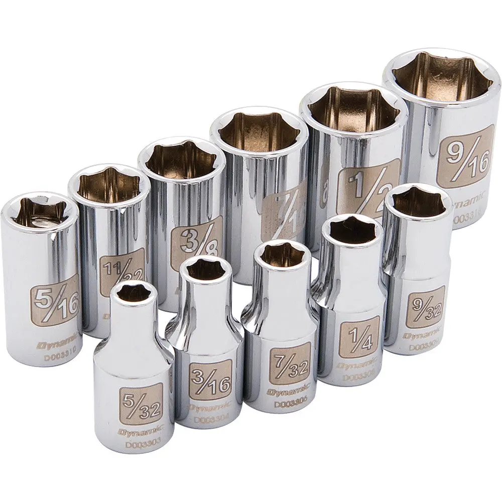 1/4" Drive 11 Piece 6 Point, Standard Sae Socket Set, 5/32" - 9/16" 1