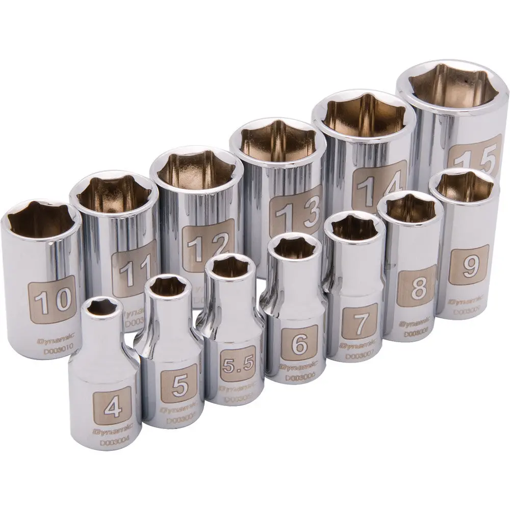 1/4" Drive 13 Piece 6 Point, Standard Metric Socket Set, 4Mm - 15Mm 1