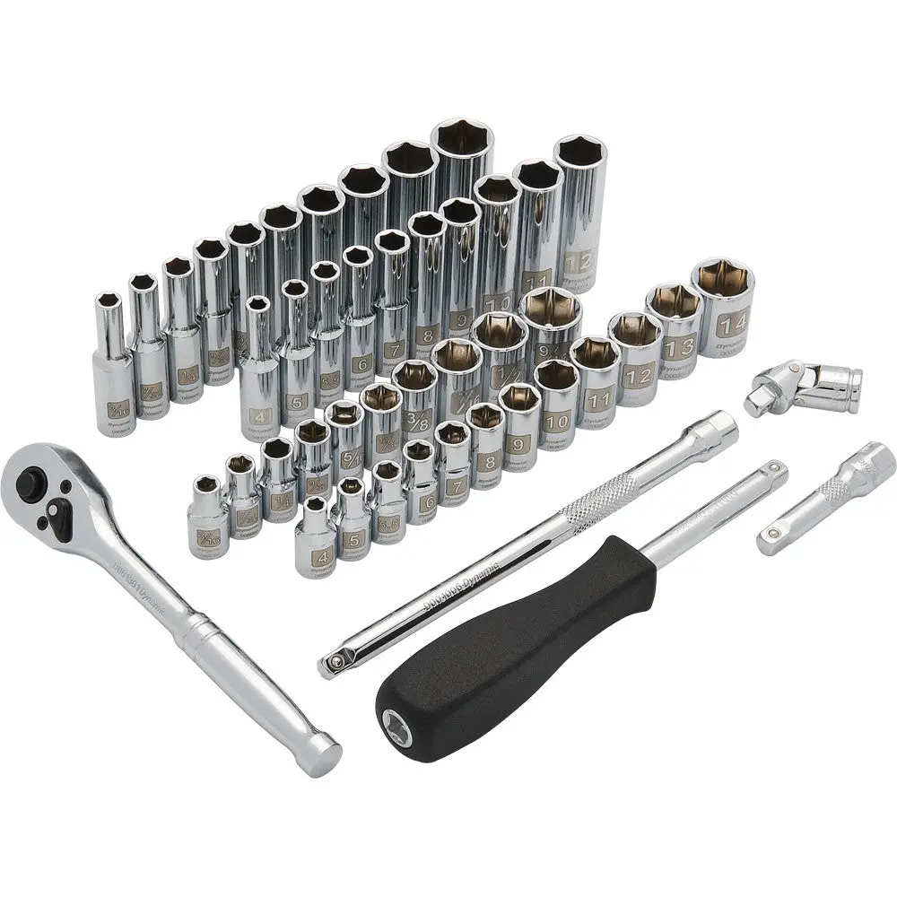 1/4" Drive 47 Piece 6 Point, Sae/Metric Standard/Deep Socket Set, 3/16" - 9/16" , 4Mm - 14Mm 1