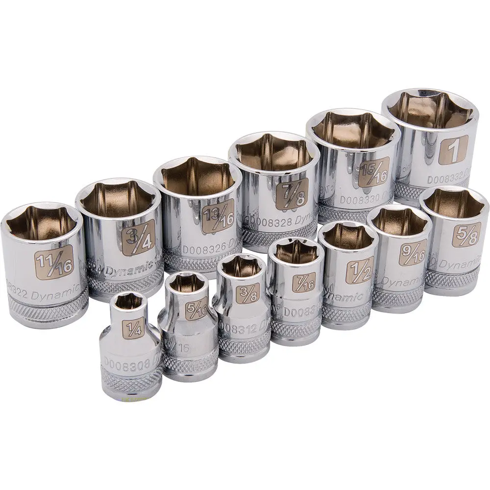 3/8" Drive 13 Piece 6 Point, Standard Sae Socket Set, 1/4" - 1" 1