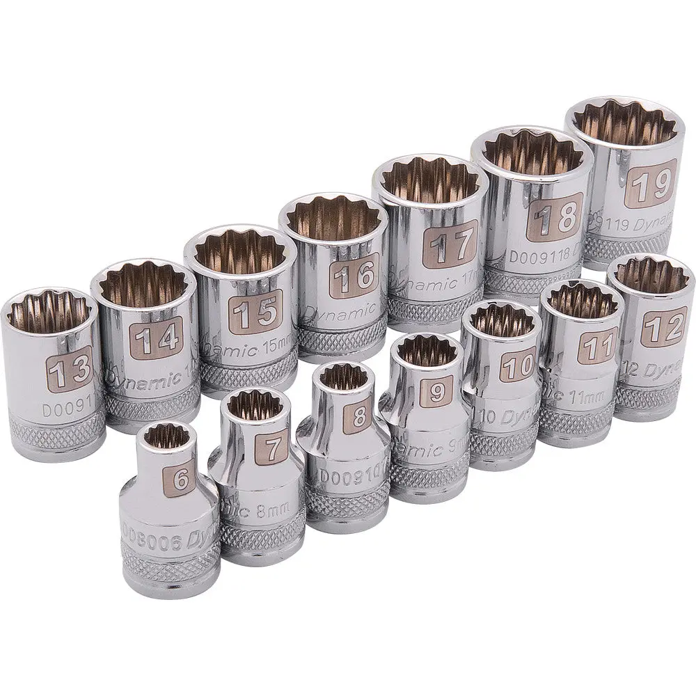 3/8" Drive 14 Piece 12 Point, Standard Metric Socket Set, 6Mm - 19Mm 1