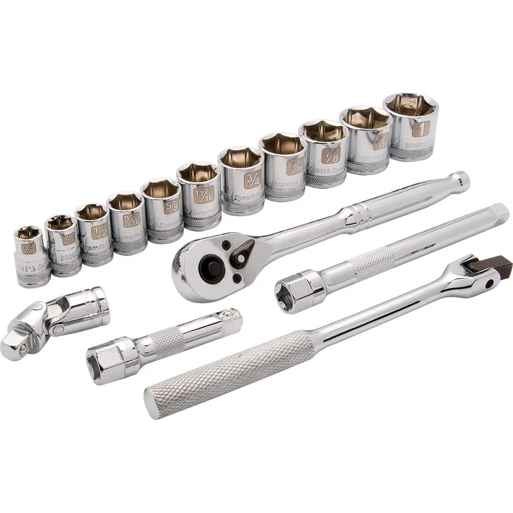 3/8" Drive 16 Piece 6 Point, Standard Sae Socket Set, 3/8" - 1 1