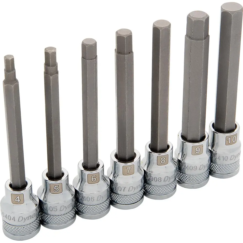 3/8" Drive 7 Piece Metric, Long Hex Socket Set, 4Mm - 10Mm 1