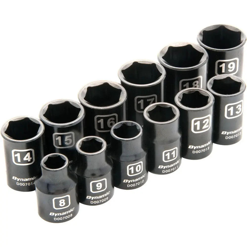 3/8" Drive 12 Piece 6 Point Metric, Standard Impact Socket Set, 8Mm - 19Mm 1