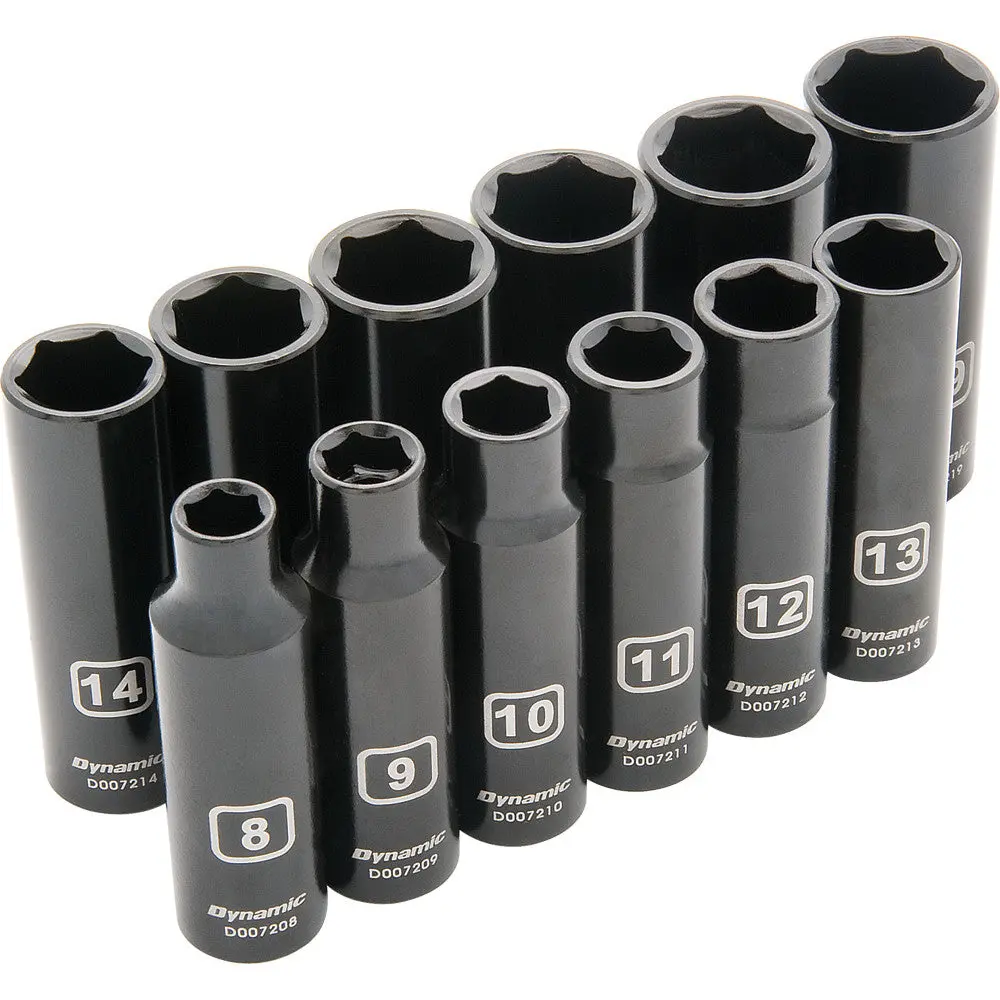 3/8" Drive 12 Piece 6 Point Metric, Deep Impact Socket Set, 8Mm - 19Mm 1