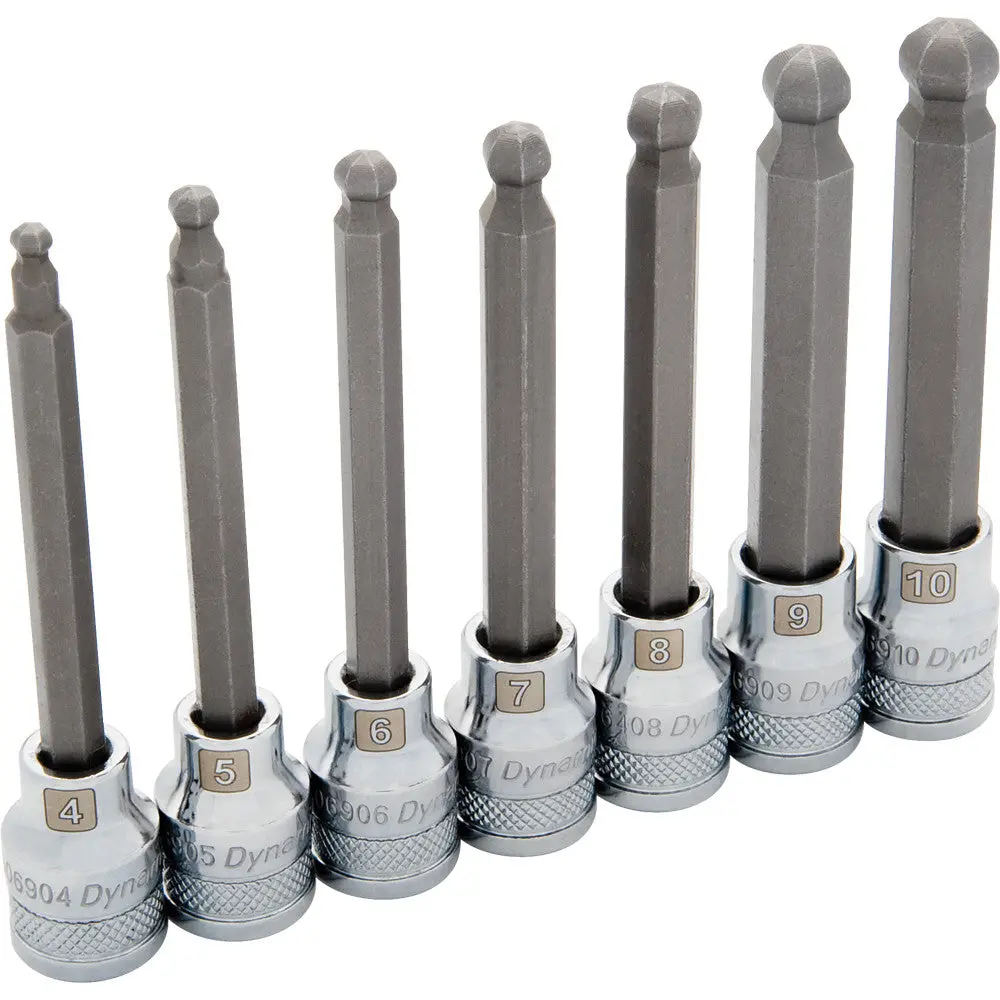 3/8" Drive 7 Piece Metric, Long Ball Nose, Hex Socket Set, 4Mm -10Mm 1