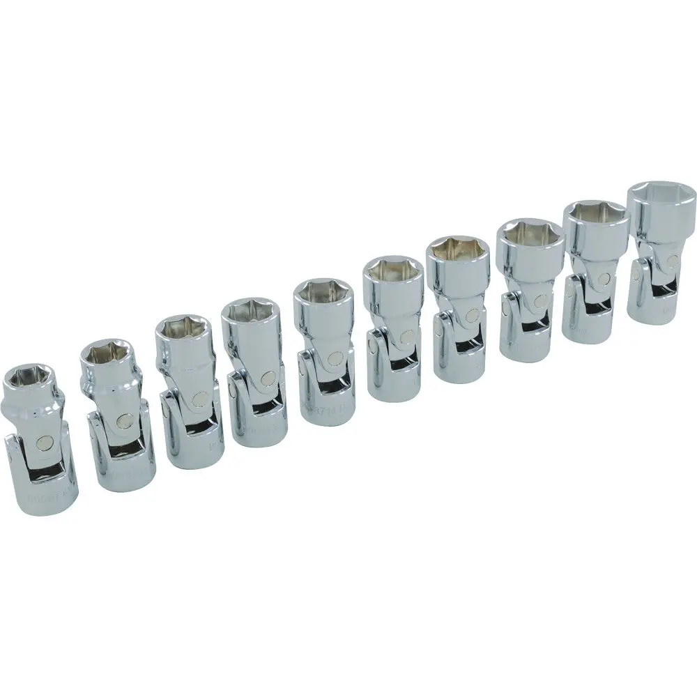 3/8" Drive 10 Piece 6 Point Metric, Universal Joint Socket Set, 10Mm - 19Mm 1