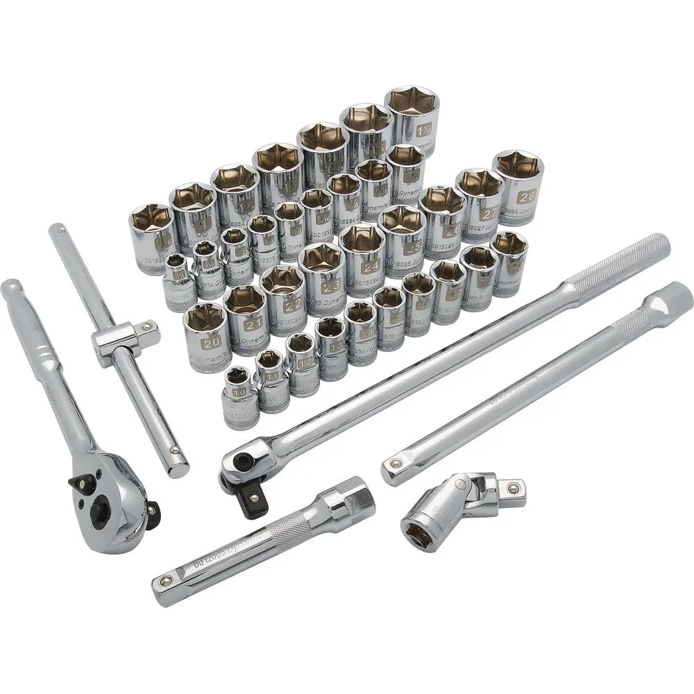1/2" Drive 41 Piece 6 Point Standard, Sae/Metric Socket Set, 3/8" - 1-5/16" , 10Mm - 28Mm 1