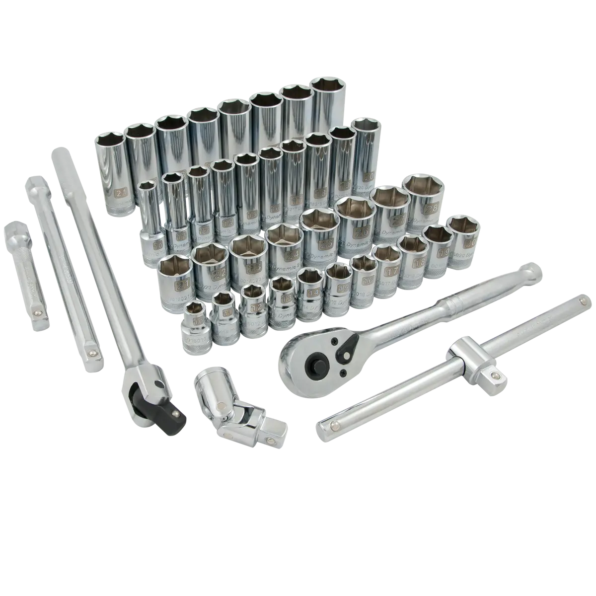 1/2" Drive 43 Piece 6 Point, Standard/Deep, Metric Socket Set, 10Mm - 28Mm 1