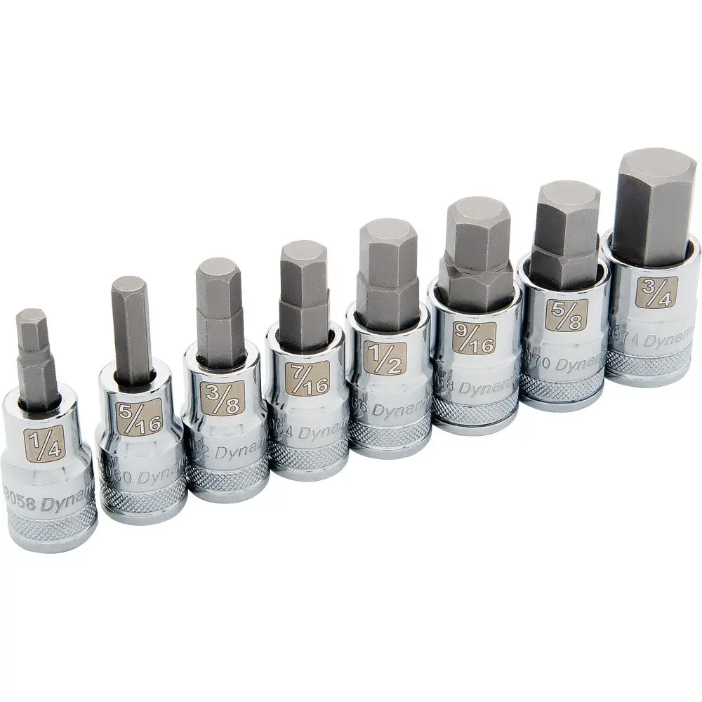 1/2" Drive 8 Piece Standard Sae, Hex Socket Set, 1/4" - 3/4" 1