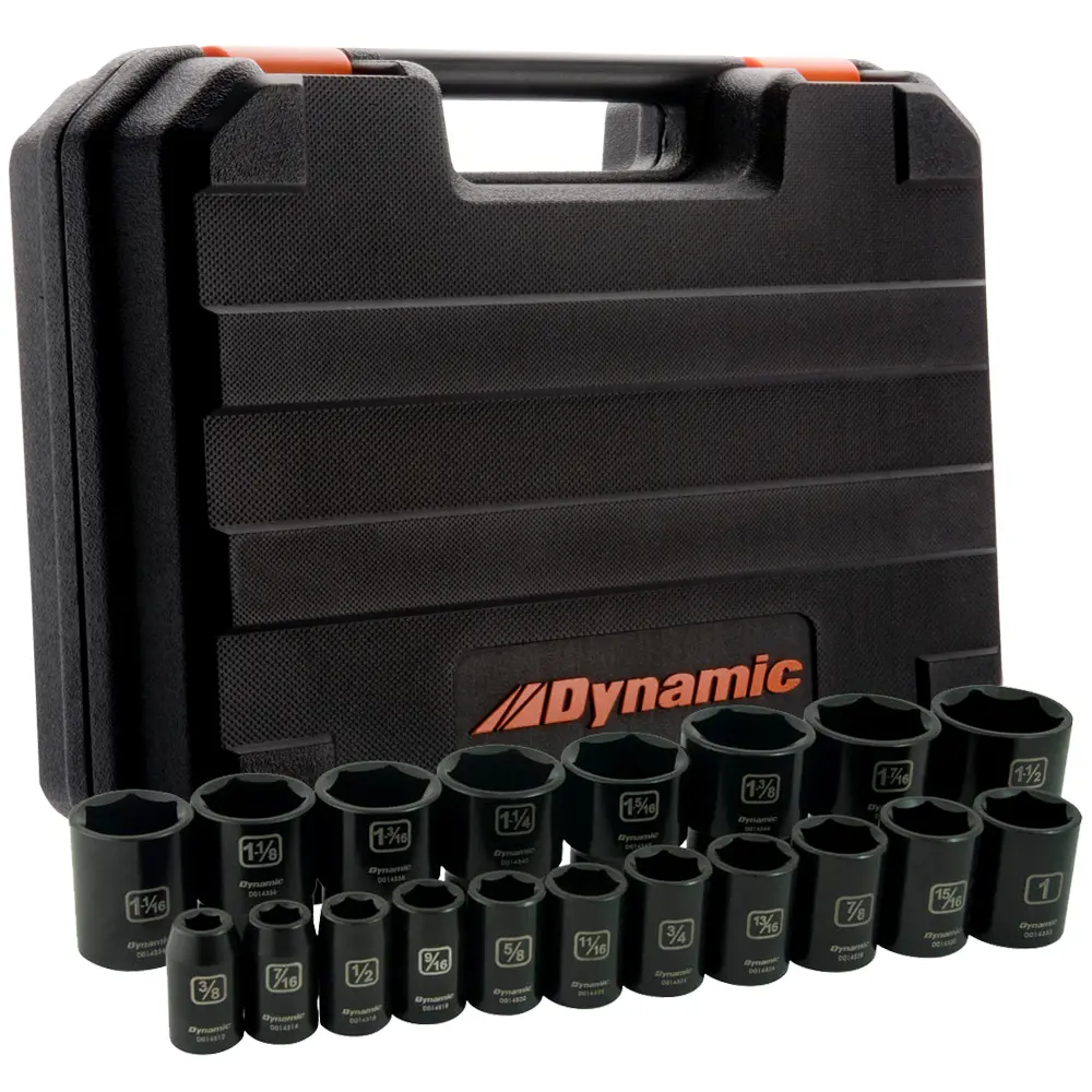 1/2" Drive 19 Pieces 6 Point Standard Sae Impact Socket Set 1