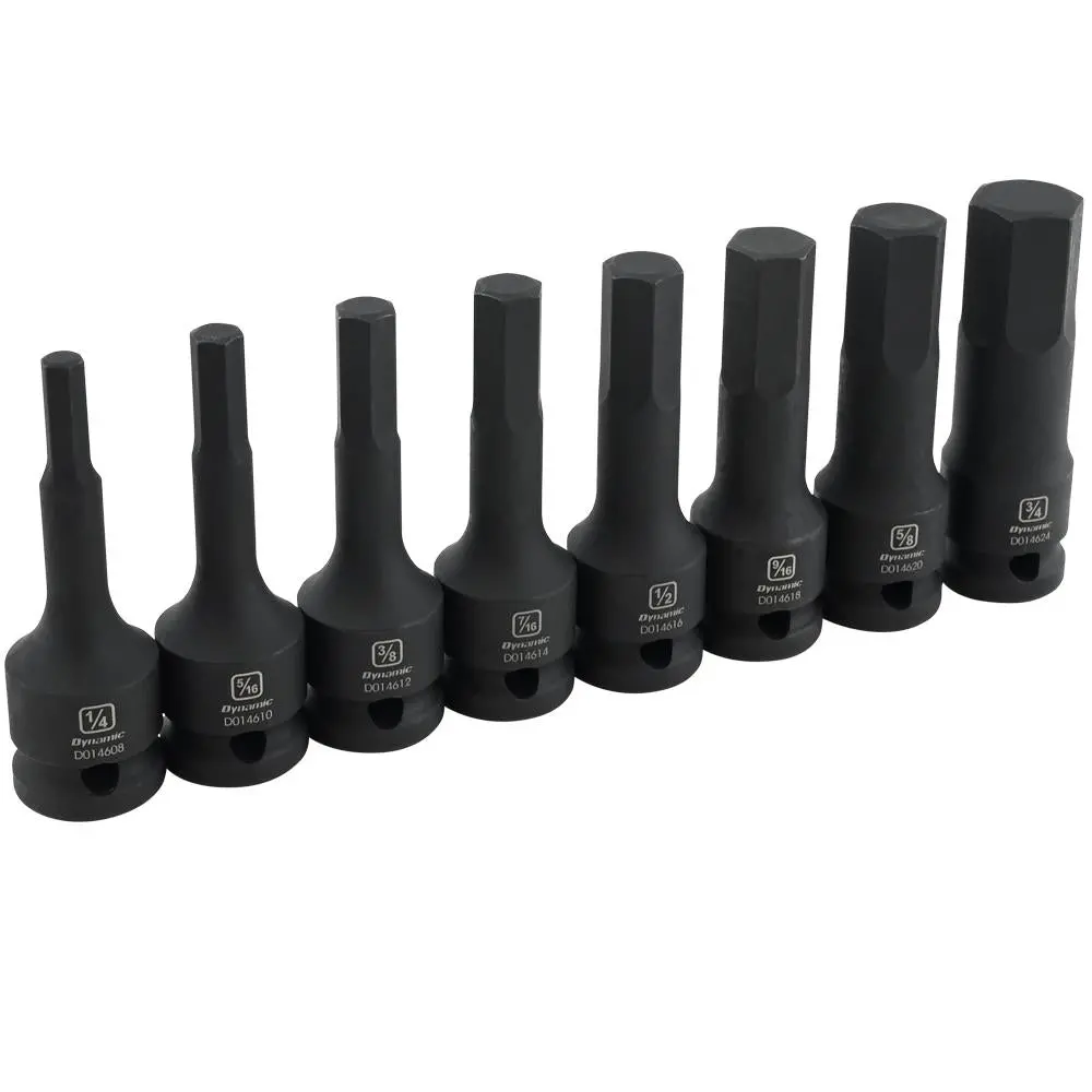 1/2" Drive 8 Piece Sae Hex Bit Impact Socket Set 1