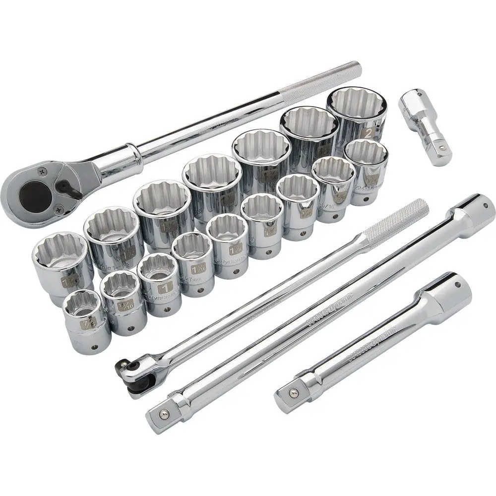 3/4" Drive 21 Piece 12 Point, Standard Length, Sae Socket Set, 7/8" - 2" 1