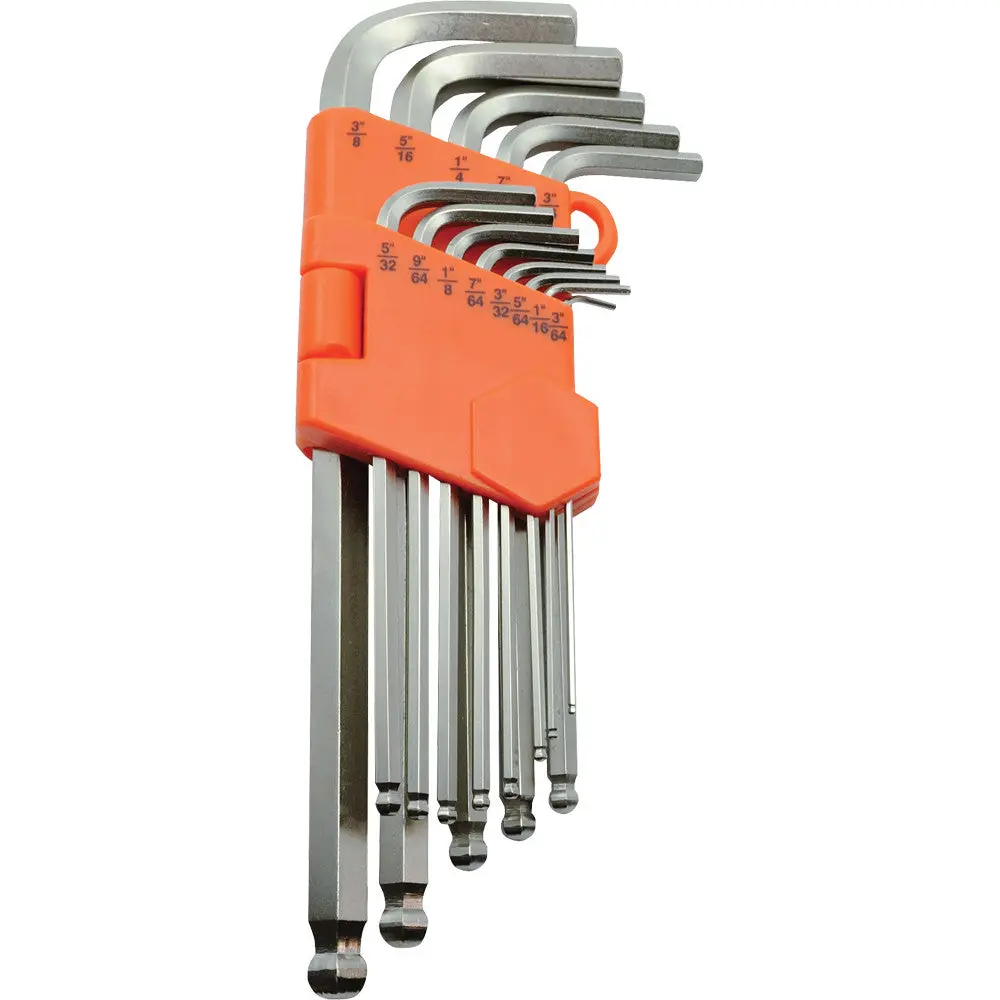 13 Piece Sae Ball End Long Hex Key Set, 3/64" - 3/8" 1
