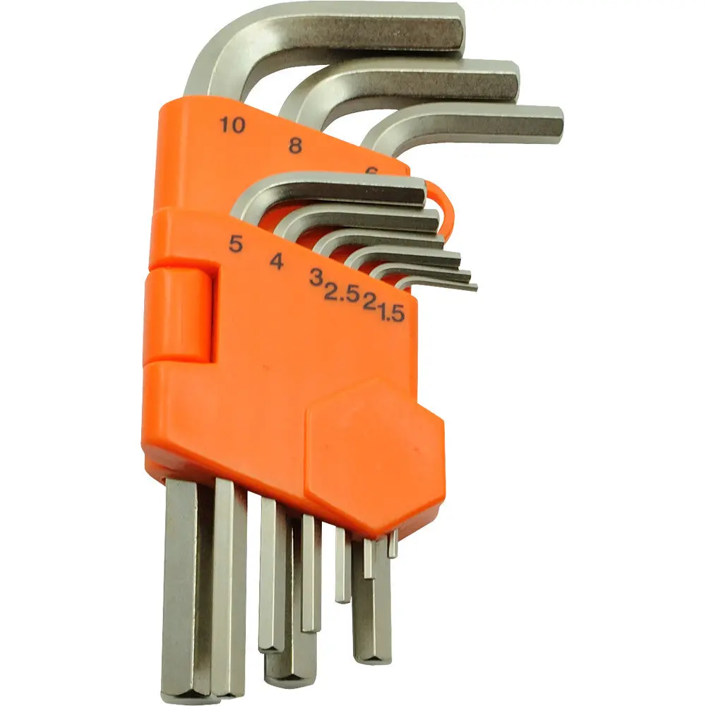 9 Piece Metric Regular Hex Key Set, 1.5Mm - 10Mm 1