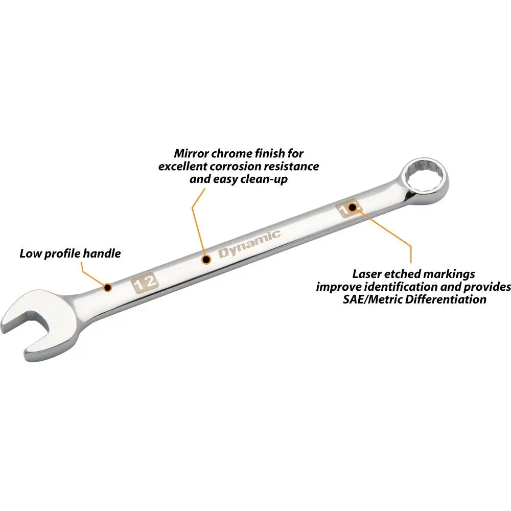 11 Piece Metric Combination Wrench Set, Mirror Chrome Finish, 9Mm - 19Mm 2