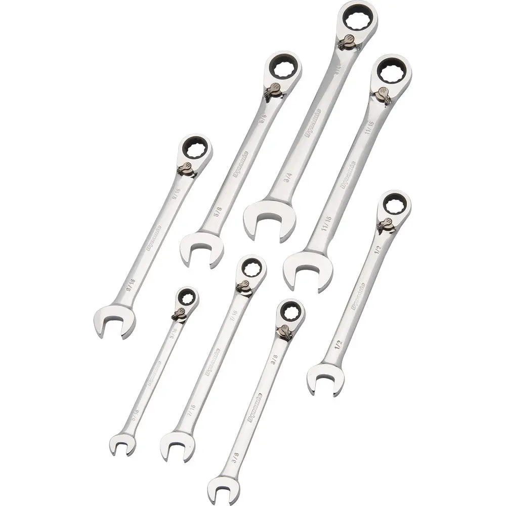 8 Piece Sae Reversible, Combination Ratcheting Wrench Set, 5/16" - 3/4" 1