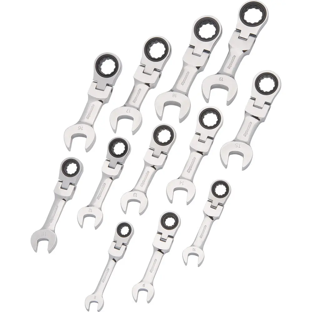 12 Piece Metric Stubby Flex Head, Combination Ratcheting Wrench Set, 8Mm - 19Mm 1