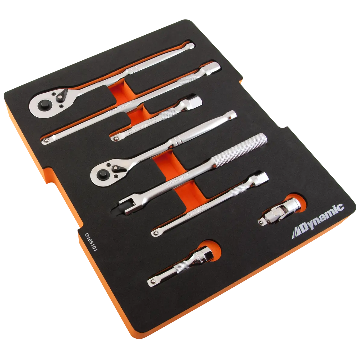 9 Piece Ratchet, Extension, U-Joint And Flex Handle Set, 3/8” And 1/2” Drive, Includes Foam Tool Organizer 1