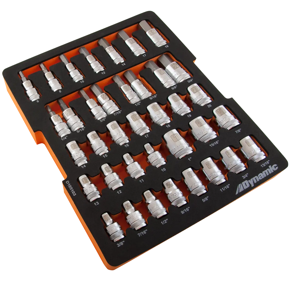 38 Piece Chrome Laser-Etched Socket Set, 1/2" Drive, With Foam Tool Organizer 1