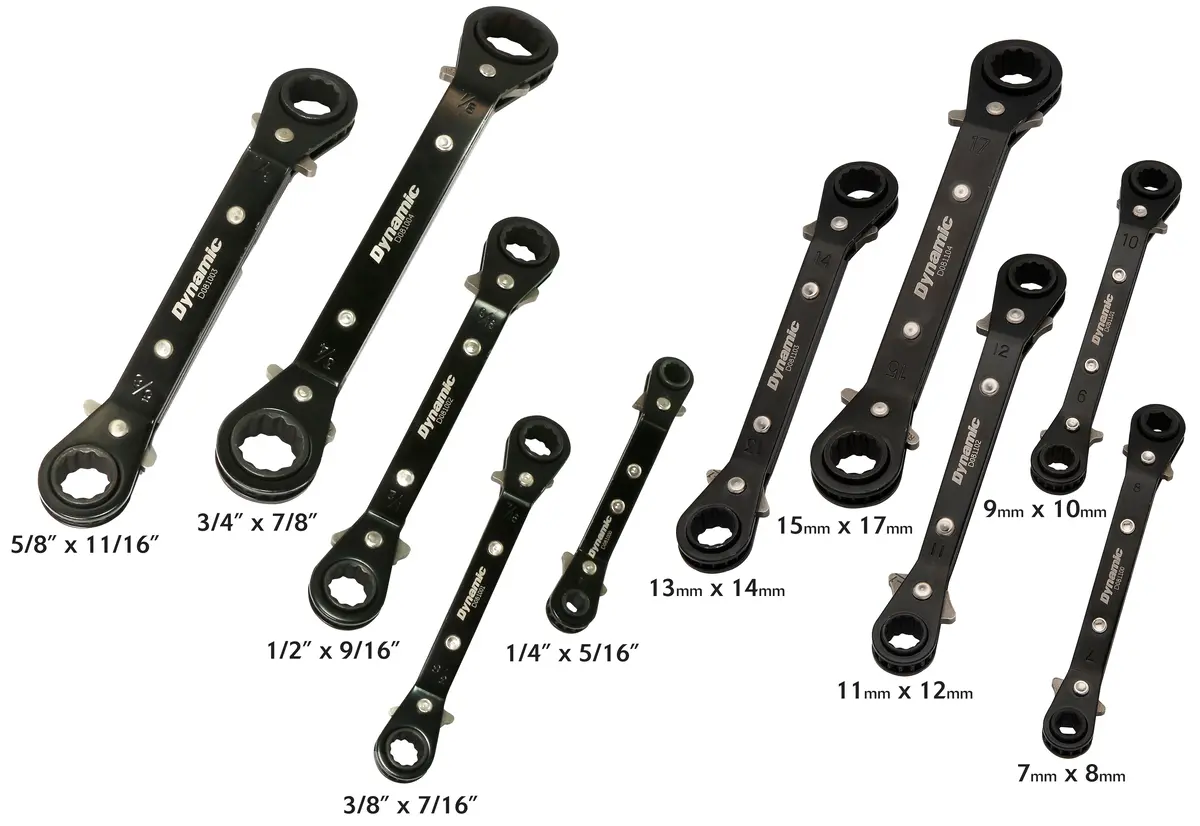10 Piece Sae And Metric Ratcheting Wrench Set, 25° Offset 1