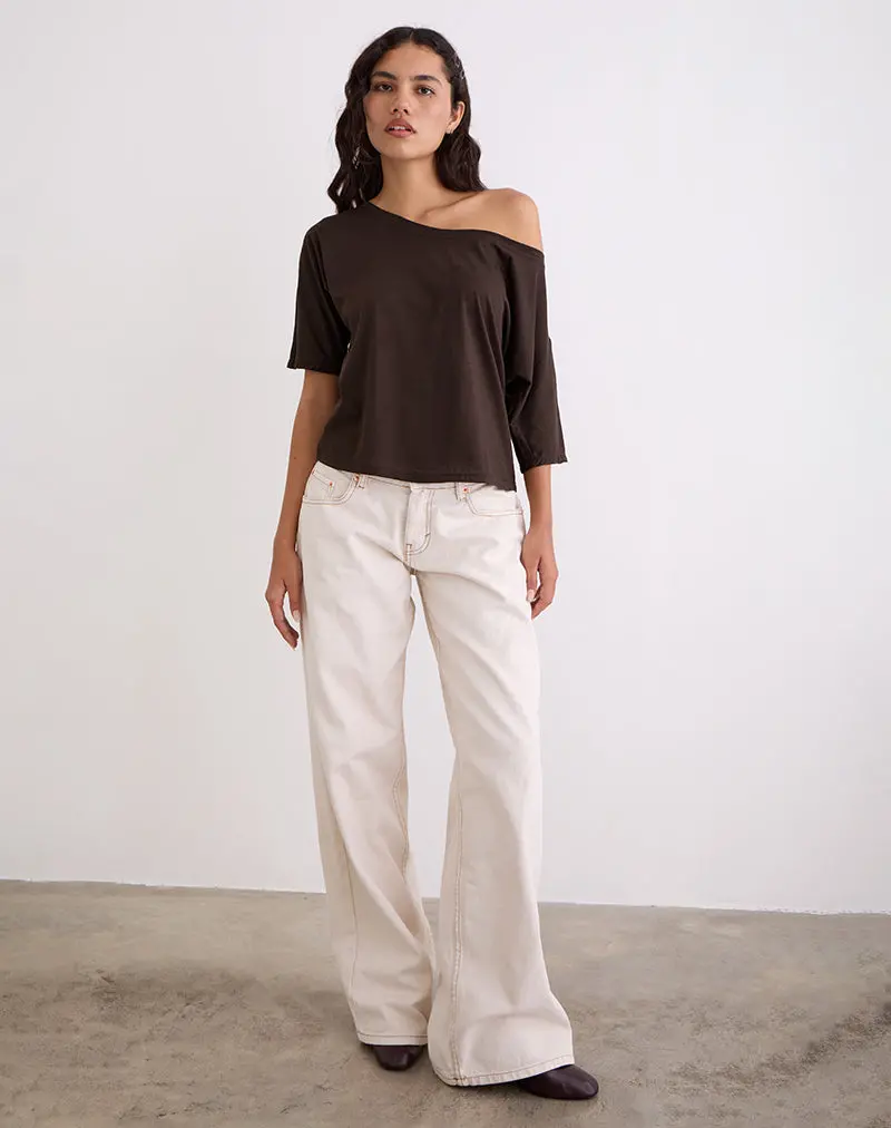 Daman Off Shoulder Basic Top In Chocolate Brown 1