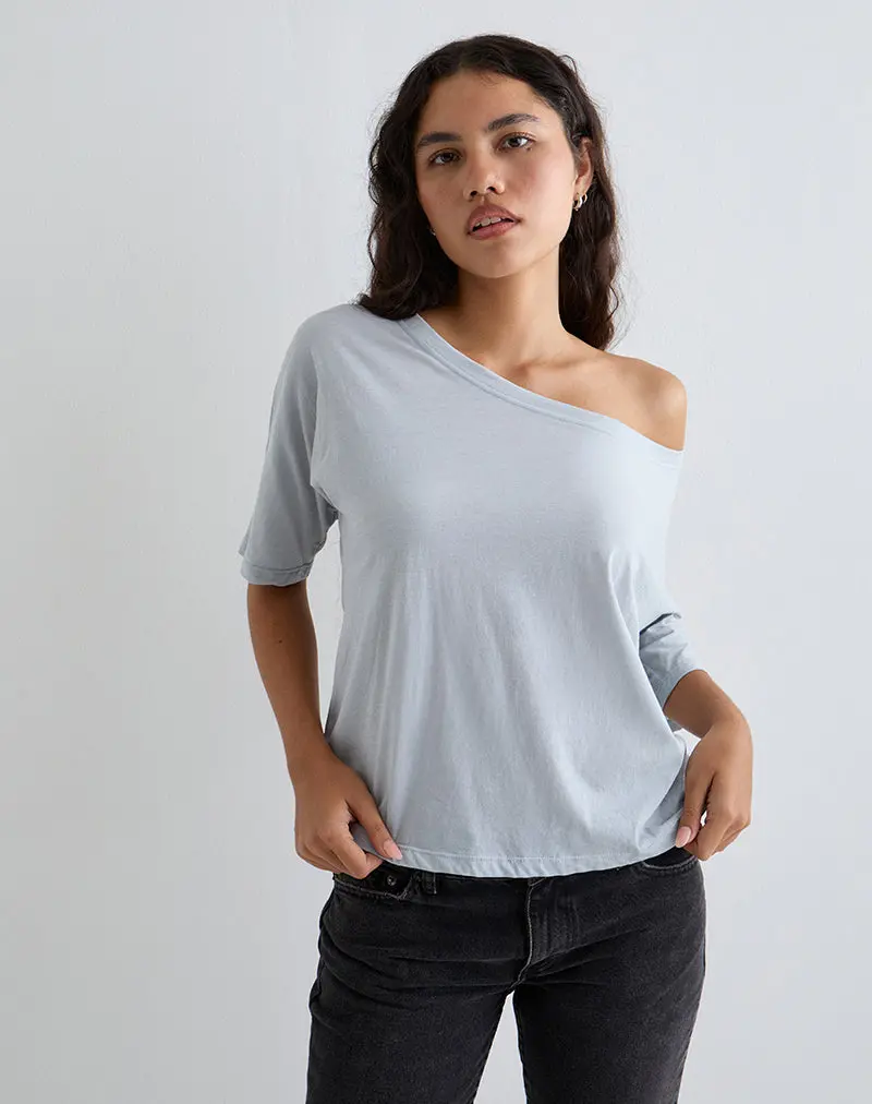 Daman Off-The-Shoulder Basic Top In Light Steel 1