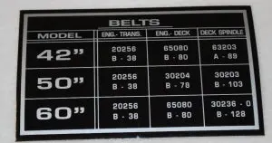 65423 Decal  Belt Specifications Dixie Chopper Nla 1