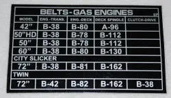 800001   Gas Engine Belt Specification Decal   Dixie Chopper Nla 1