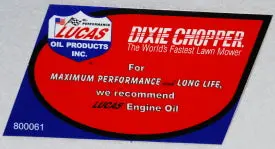 800061 Decal Lucas Oil Dixie Chopper Wh3 Sfi 1