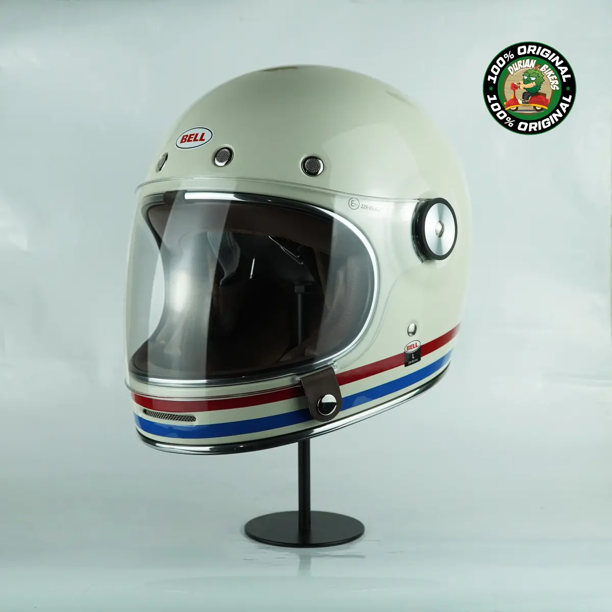 Bell Helmet Bullitt Se (Stripes Gloss Pearl White/Oxblood/Blue) 1