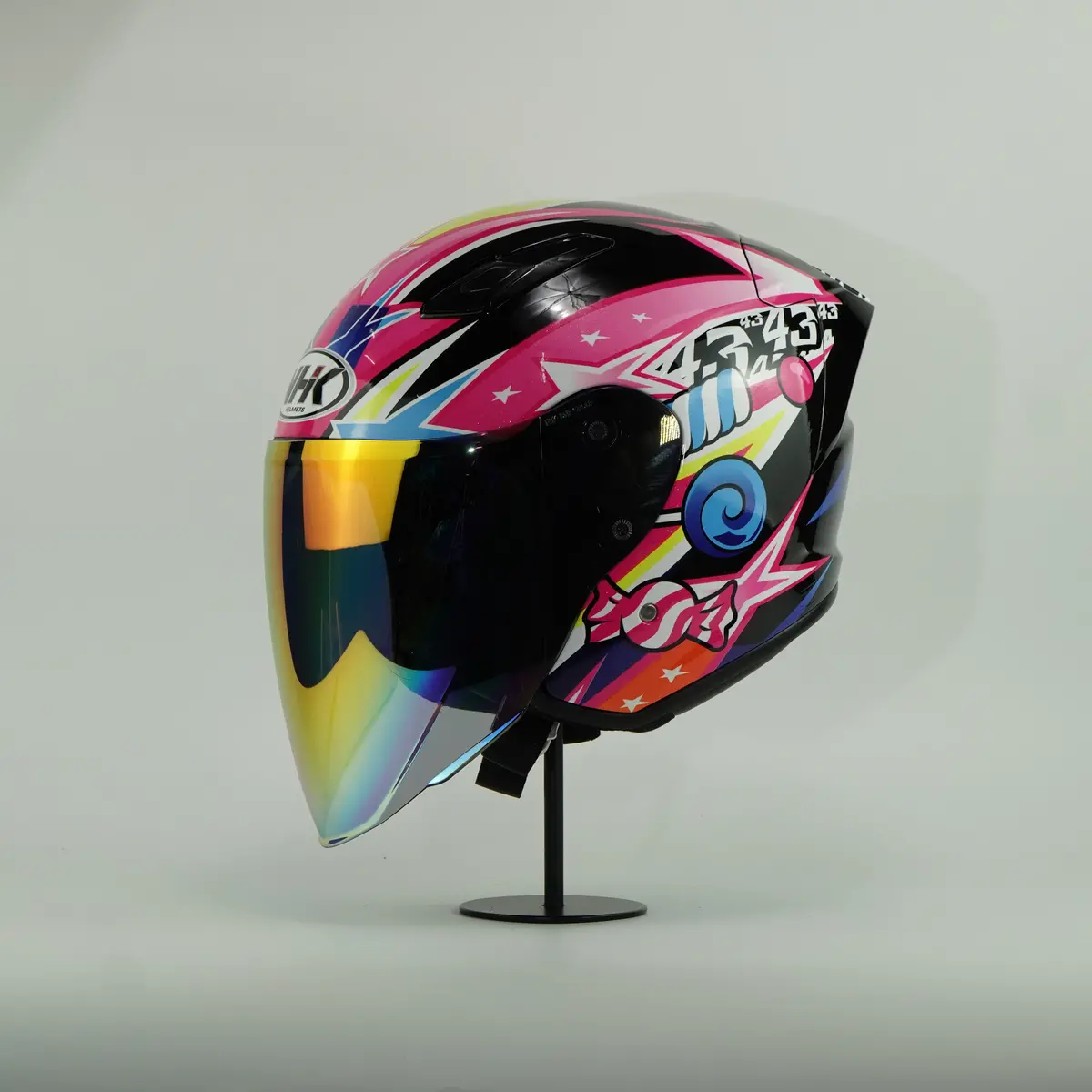 Nhk Helmet S1gp S Candy Star (Black/Pink Glossy) 1