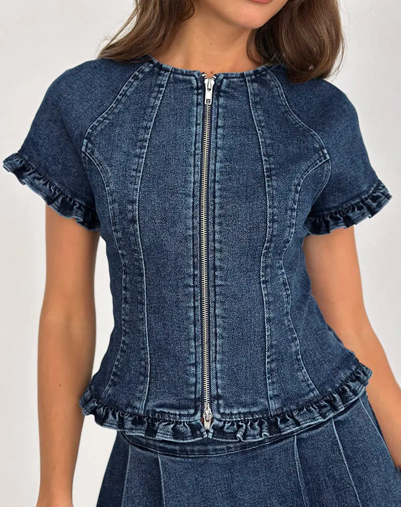 Dunya Top In Chambray Vintage Blue 1