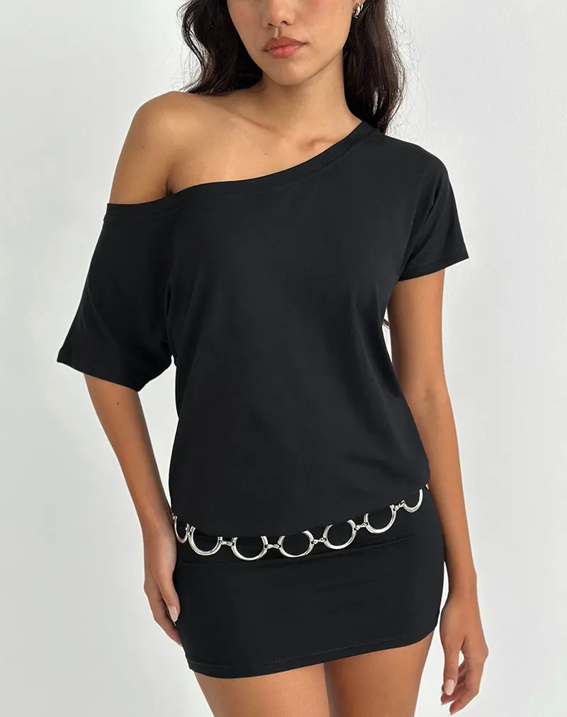 Edwina Off The Shoulder Mini Dress In Black 1