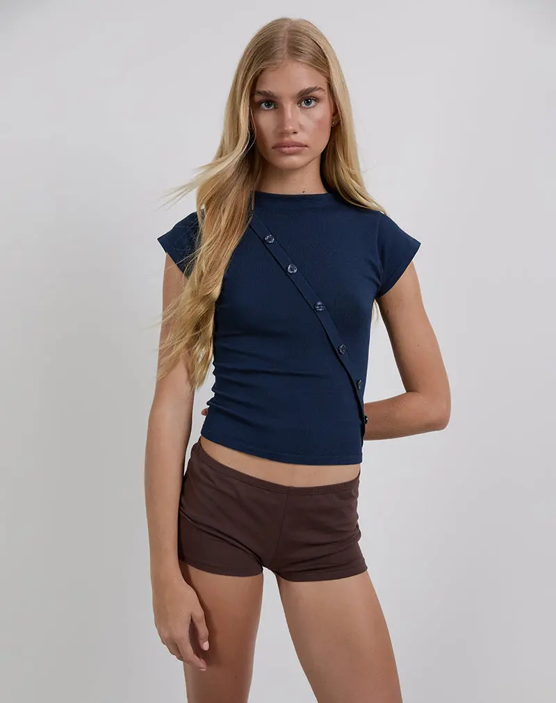 Elyra Asymmetric Top In Knit Navy 1