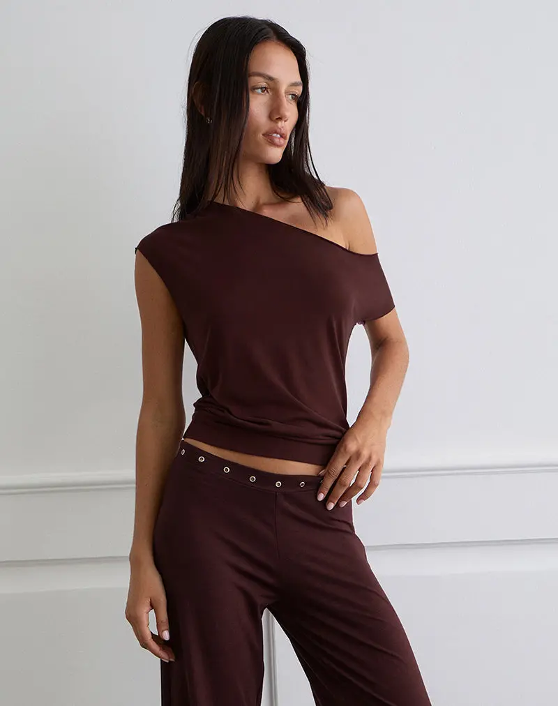 Elysian Asymmetric Top In Rayon Dark Plum 1