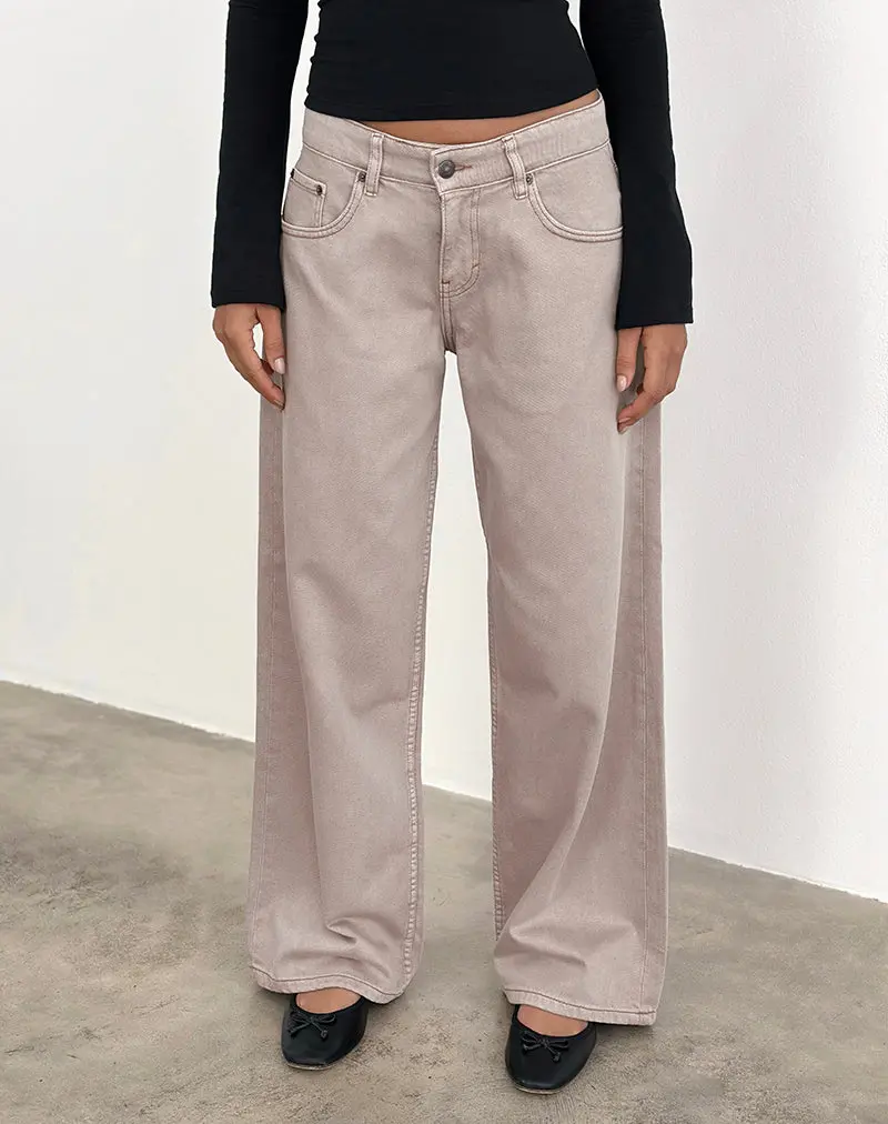 Low Rise Roomy Jeans In Pebble 1