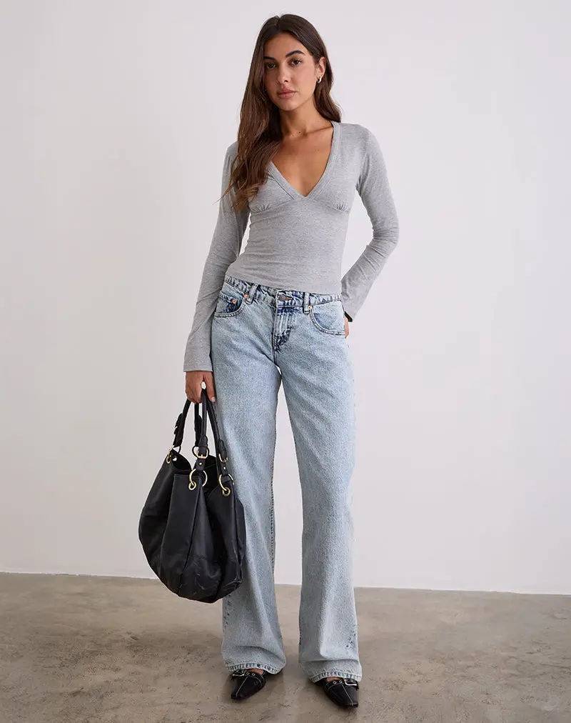 Emesy Long Sleeve Top In Grey Marl 1