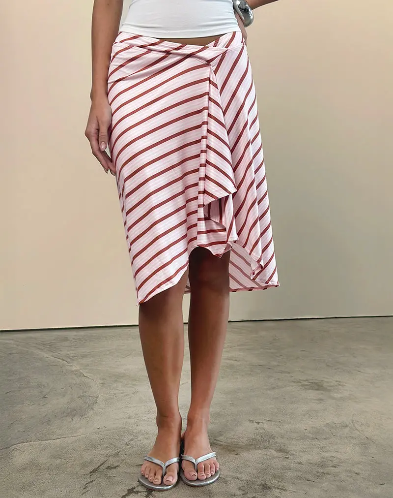 Esmeray Midi Skirt In Diagonal Stripe Pink 1