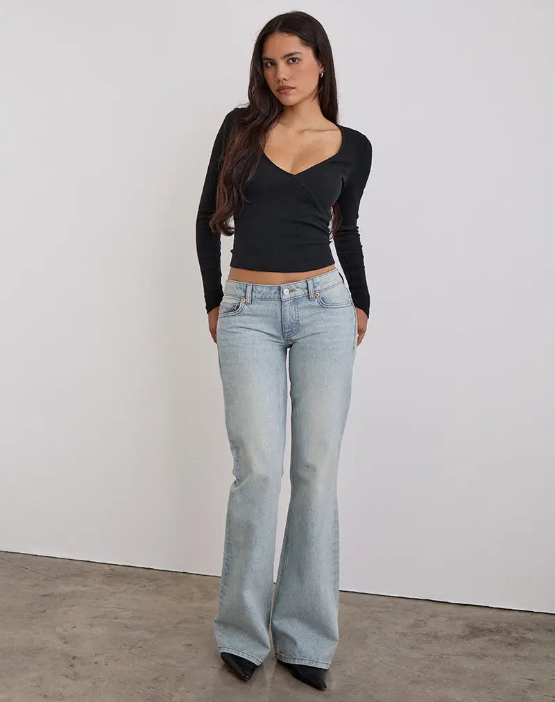 Extra Low Rise Flare In Breeze Blue Wash 1