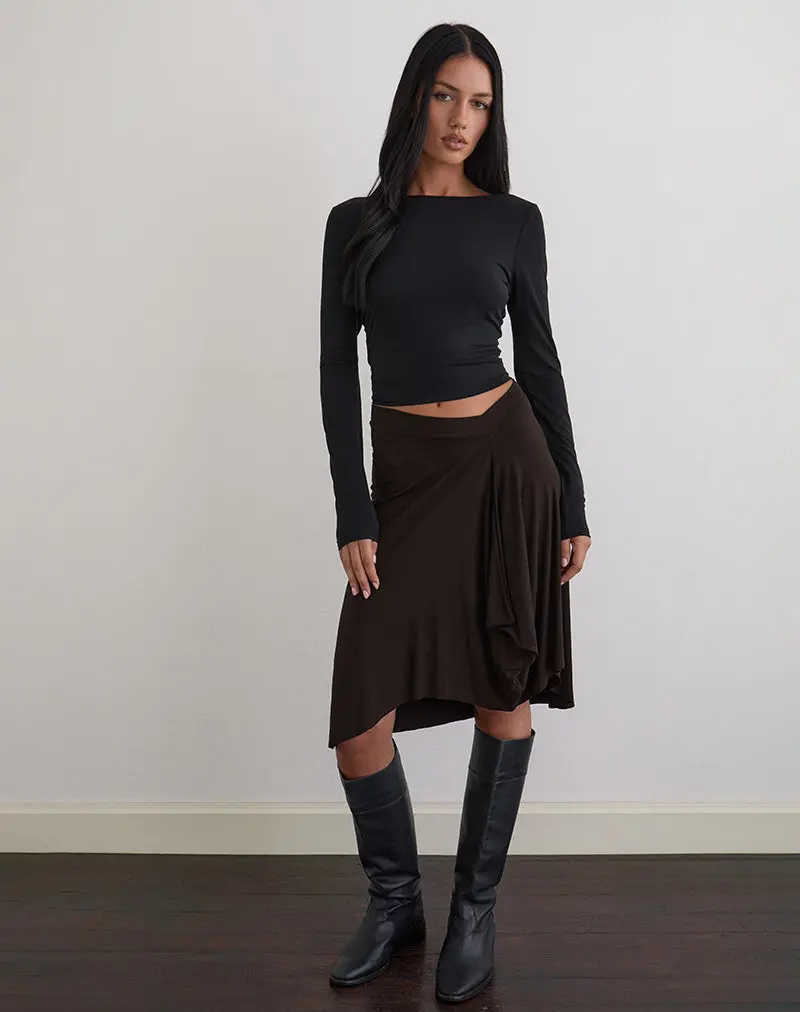 Esmeray Midi Skirt In Chocolate Brown 1