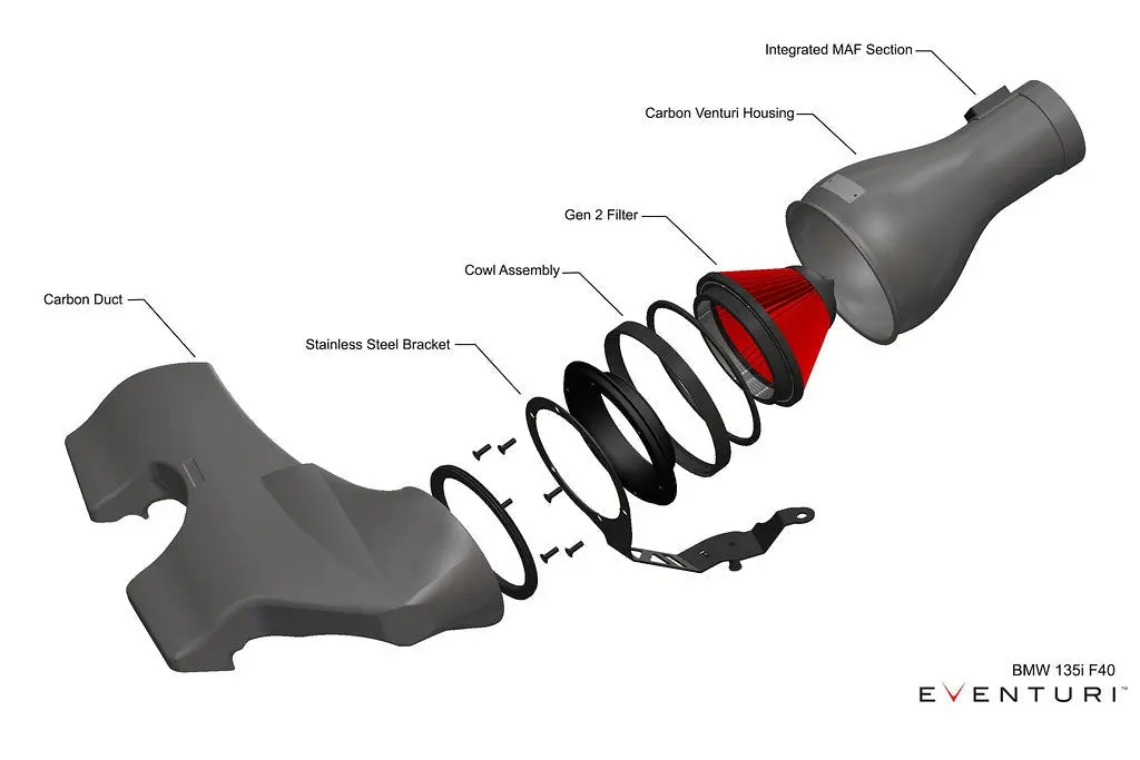 Eventuri Bmw F4x M135i M235i / F39 X2 35I B48 Black Carbon Intake System 1