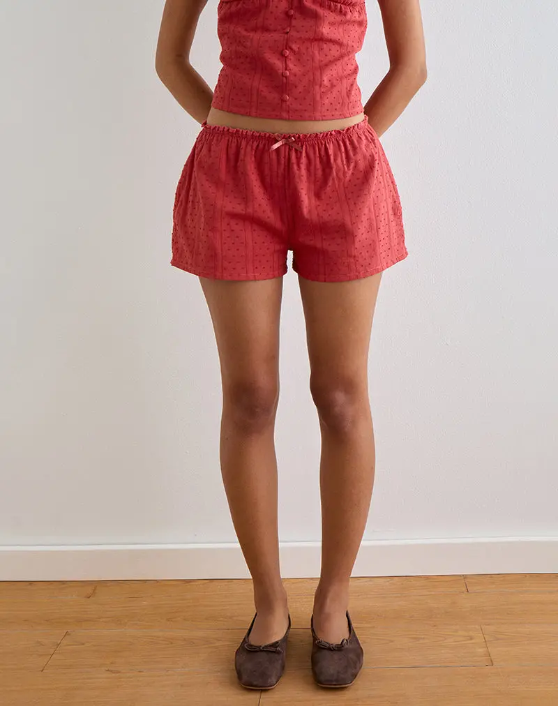 Sumi Shorts In Cotton Dobby Red 1