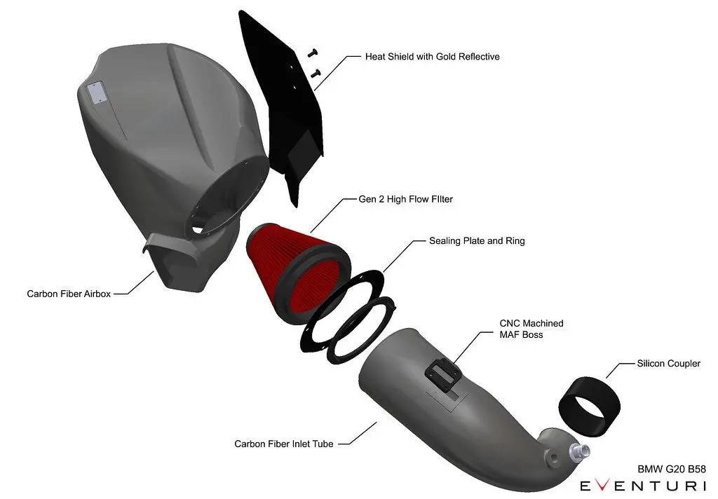 Eventuri Bmw G20 M340i B58 Black Carbon Intake System - Pre November 2018 1