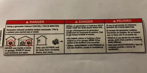 0H8250 Decal Co Warning 3L Prodct Hor  Generac Fm846/Wh3 1