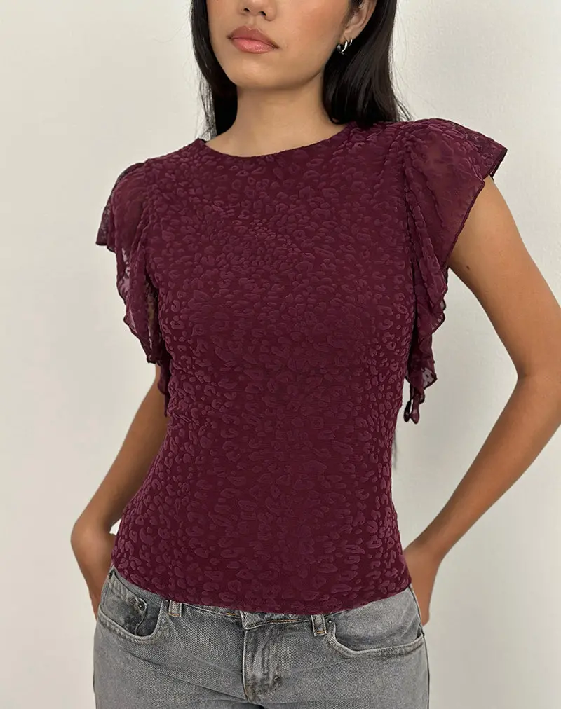 Harsya Top In Flock Mini Leopard Plum 1